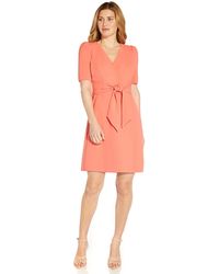 Adrianna Papell - Tie Front Cap Sleeve Dress - Lyst