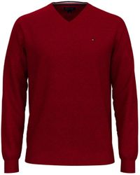tommy hilfiger red v neck sweater