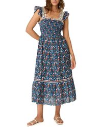Shoshanna - Standard Santana Floral Smocked Waist Midi - Lyst