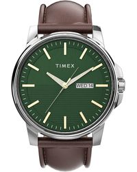Timex - Tone Case Gray & Blue Dial With Stainless Steel - Lyst