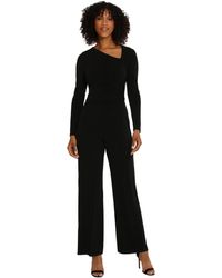 Maggy London - Sleek And Sophisticated Asymmetric Ruched Matte Jersey Jumpsuit - Lyst