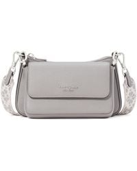 Kate Spade - Double Up Pebbled Leather W-sf Webbed Strap Crossbody - Lyst