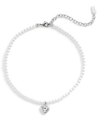 COACH - S Stone Heart Pearl Choker Necklace - Lyst