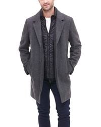 Izod Mens Wool Walking Coat with Quilted Bib Wool Coats