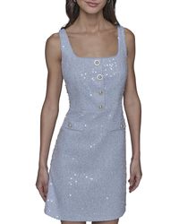 Karl Lagerfeld - Paris Sleeveless Square Neck Tweed A-line Mini Dress - Lyst