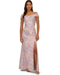 Adrianna Papell - Jacquard Off The Shoulder Gown - Lyst
