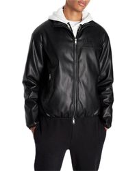 Emporio Armani - A | X Armani Exchange Faux Leather Bomber With Embossed Logo - Lyst