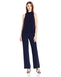 Trina Turk Marisa Carmel Crepe Mock Neck Jumpsuit - Blue