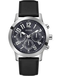 Guess - Black Strap Navy Dial Silver Tone - Lyst
