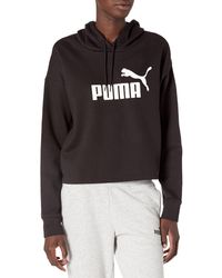 PUMA - Womens Essentials Cropped Logo Fleece Hoodie Hooded Sweatshirt - Lyst