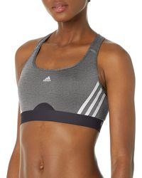 adidas - Standard Training Medium Support 3 Stripes Bra - Lyst