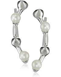 Rebecca Minkoff Pearl Cone Climber Earrings Imitation Rhodium/pearl Stud Earrings - Multicolor
