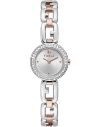 Furla - Ladies Silver & Rose Gold Stainless Steel Bracelet Watch - Lyst