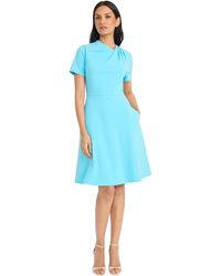 Maggy London - Dresses A-line Short Sleeve Gathered Neckline Knee Length Business Casual Cocktail Wedding Guest Dress - Lyst