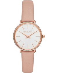 Michael Kors - Pyper Stainless Steel Quartz Watch With Leather Strap,rose Gold/pink/white - Lyst