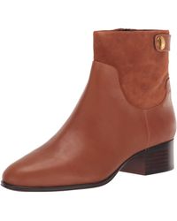 Franco Sarto - S Jessica Low Heel Ankle Booties Cognac Brown Leather 6 M - Lyst