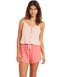 Volcom - Womens Lived In Lounge Button Front Strappy Tank Top T Shirt - Lyst