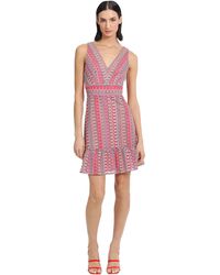 Donna Morgan - Colorful Crochet Sleeveless Above The Knee Dress With Hem Ruffle Tier - Lyst