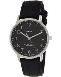 Timex - 40 Mm Waterbury Classic Leather Strap Watch Silver/black/black One Size - Lyst