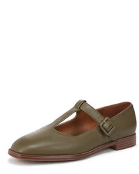 Franco Sarto - Kenley Mary Jane Flat Olive Green Leather 6 M - Lyst