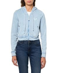 TRUE RELIGION - Washed Raw Edge Big T Shrunken Zip Hoodie | Zip-up Sweatshirt With Big T Logo- Xxl - Lyst