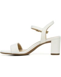 Naturalizer - S Bristol Ankle Strap Chunky Block Heel Dress Sandal,white Smooth,6w - Lyst