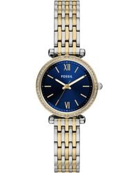 Fossil - Carlie Three-hand Two-tone Stainless Steel Watch - Lyst