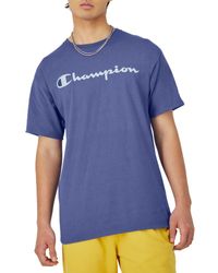 Champion - , Cotton Midweight Crewneck Tee,t-shirt For , Reg. Or Big, Stone Crush Blue Script, Xx-large Tall - Lyst