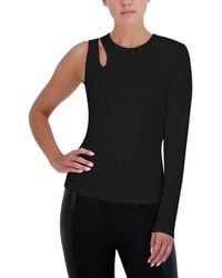 BCBGMAXAZRIA - Womens Fitted Top One Long Sleeve Crew Neck Shoulder Cut Out Shirt - Lyst