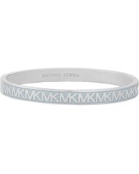Michael Kors - Mk Logo Blue And Silver-tone Brass Bangle Bracelet - Lyst