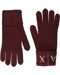 Emporio Armani - Armani Exchange Knit Ax Logo Gloves,vineyard Wine - Lyst