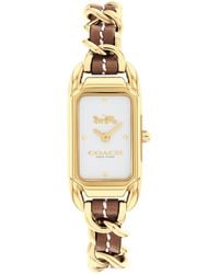COACH - 2h Quartz Watch With Genuine Leather On A Chainlink Bracelet - Water Resistant 3 Atm/30 Meters - Gift For Her - Premium Fashion - Lyst