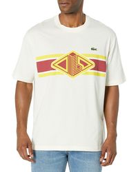 Lacoste - Contemporary Collection's Short Sleeve Loose Fit Cotton Front Graphic Tee Shirt - Lyst