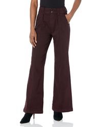 PAIGE - Womens Brooklyn W/ Wide Waist Band Double Button Fly High Rise Wide Leg 31" Inseam In Black Cherry Jeans - Lyst