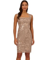 Adrianna Papell - Floral Sequin Sheath Dress - Lyst