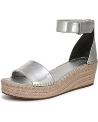Franco Sarto - Pela Espadrille Wedge Sandal Silver Faux Leather 9.5 M - Lyst