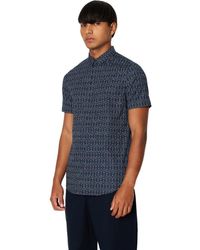 Emporio Armani - A | X Armani Exchange Slim Fit Stretch Cotton Poplin Printed Short Sleeve Woven Shirt - Lyst