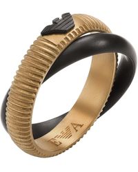Emporio Armani - Antique Gold-tone Stainless Steel Stack Ring - Lyst
