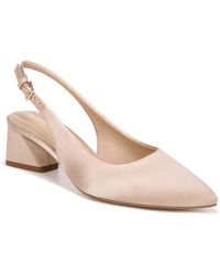 Franco Sarto - S Racer Slingback Low Block Heel Pointed Toe Pump Champagne Satin 12 W - Lyst