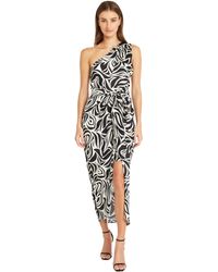 Donna Morgan - One Shoulder Faux Wrap Light Charmeuse Maxi With Tie Waist Occasion Event Party Guest Of - Lyst