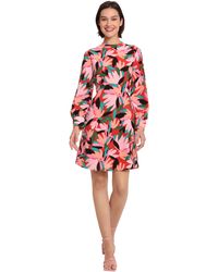 Donna Morgan - Long Sleeve Mock Neck Floral Printed Fit And Flare Dress - Lyst