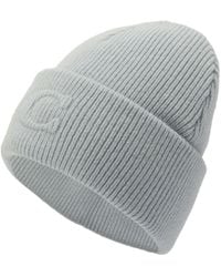 COACH - Embossed C Knit Beanie Light Blue - Lyst
