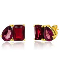 Amazon Essentials - 14k Gold-plated January Birthstone Two-toned Stud Earrings With Secure Pushbacks - Lyst