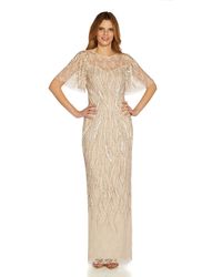 Adrianna Papell - Beaded Flutter Sleeve Gown - Lyst