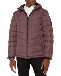 Perry Ellis mens Heather Puffer Jacket With Hood