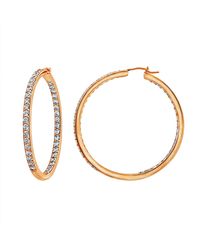 Amazon Essentials - Amazon Collection Rose Gold Plated Sterling Silver Hoop Earrings Set With Round Cut Infinite Elements Cubic Zirconia - Lyst