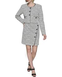Karl Lagerfeld - Paris Round Neck Abstract Texture Knit Tweed Jacket - Lyst