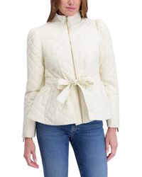 Kensie - Outerwear Short Quilted Puffer Jacket With Puff Sleeves & Tie Belt - Lyst