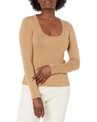 Vince - S Scoop Nk L/s,almond,x-small - Lyst