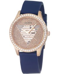 Guess - Blue Strap Rose Gold Dial Rose Gold Tone - Lyst
